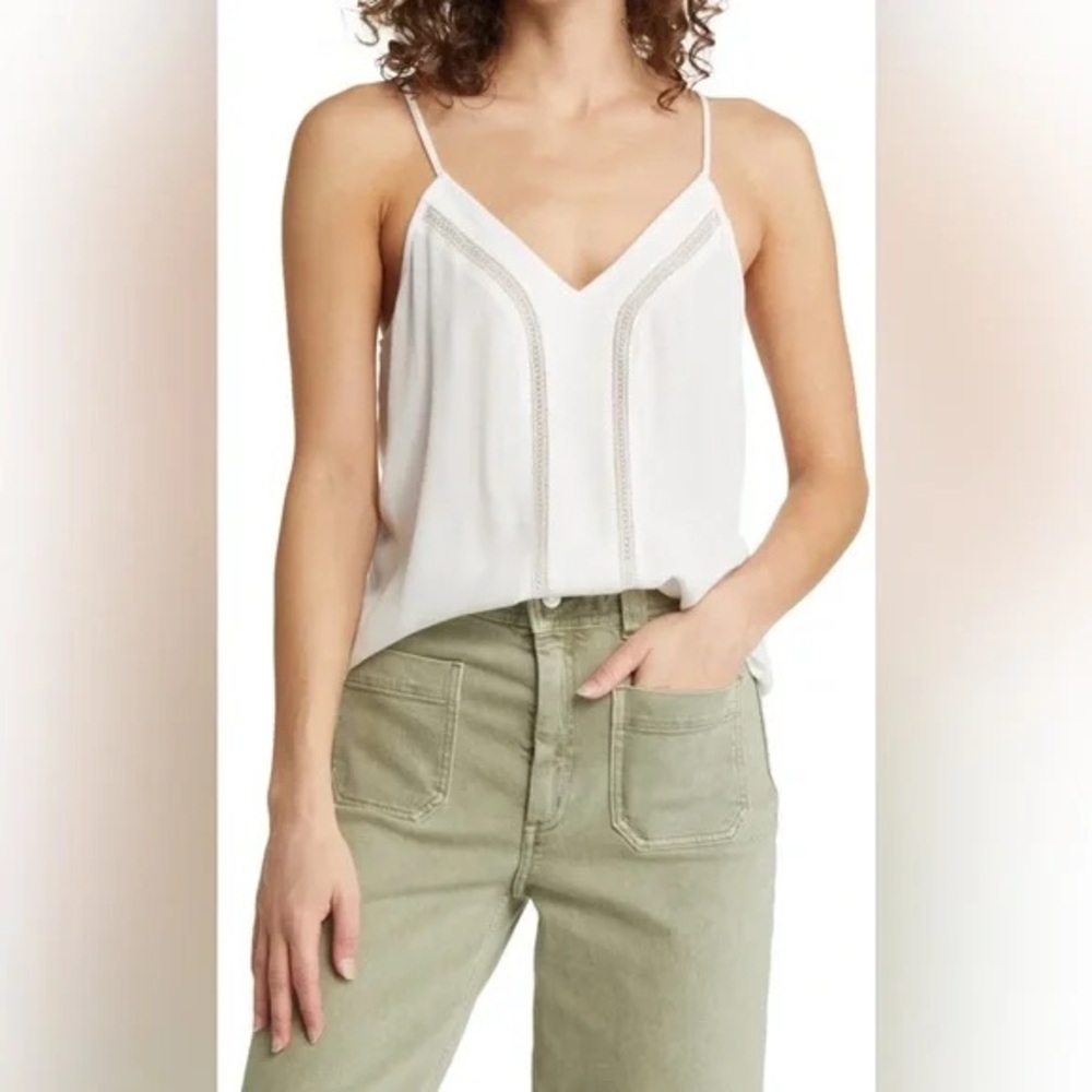 Nordstrom Treasure & Bond Lace Inset Camisole, Ivory, Sz. S